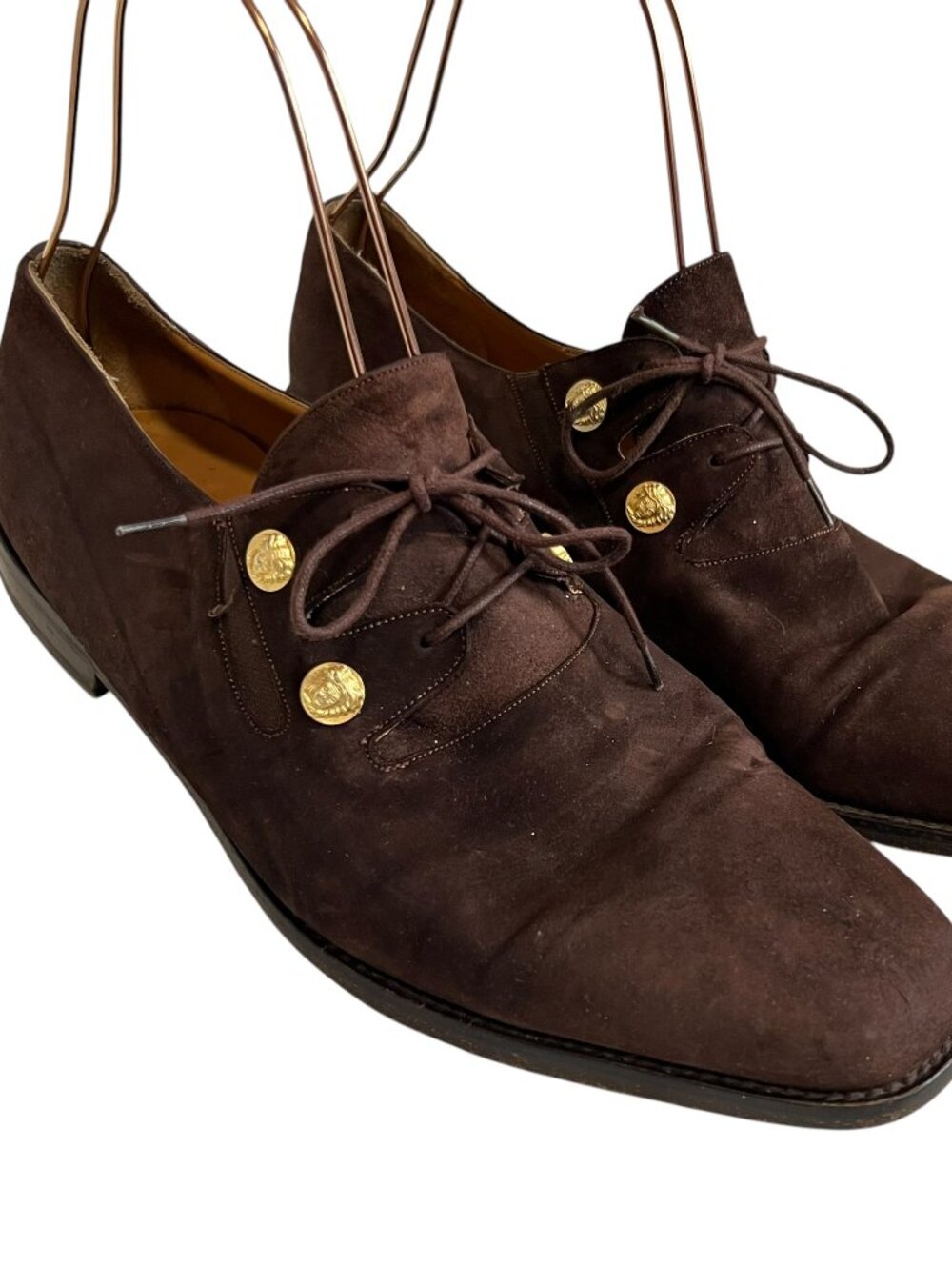 Mezlan dress shoes chocolate brown suede gold coin lace up mens 12